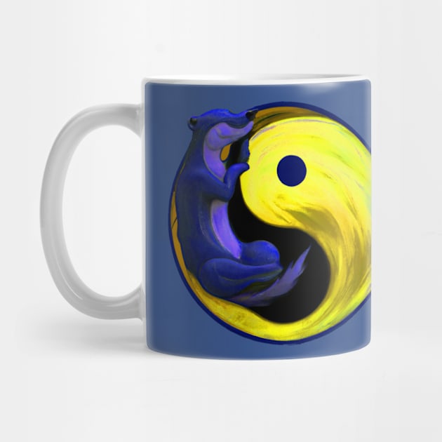 ying yang blue and yellow eternity bear - hibernating at peace by Trippy Critters